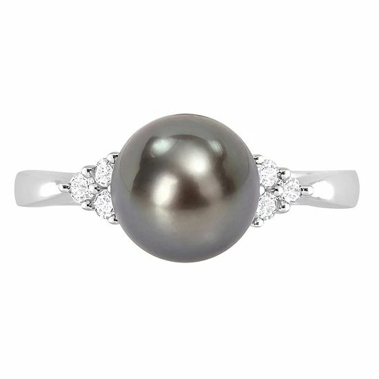 Stella Grace Sterling Silver Tahitian Cultured Pearl & 1/8 Carat T.W. Diamond Ring 5 Stella Grace Sterling Silver Tahitian Cultured Pearl & 1/8 Carat T.W. Diamond Ring - Image 5