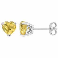 Stella Grace Sterling Silver & Gemstone Heart Stud Earrings Created Blue Sapphire -Stella Grace Sales unnamed file 483