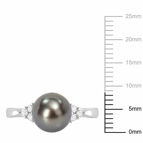 Stella Grace Sterling Silver Tahitian Cultured Pearl & 1/8 Carat T.W. Diamond Ring 6 Stella Grace Sterling Silver Tahitian Cultured Pearl & 1/8 Carat T.W. Diamond Ring - Image 6