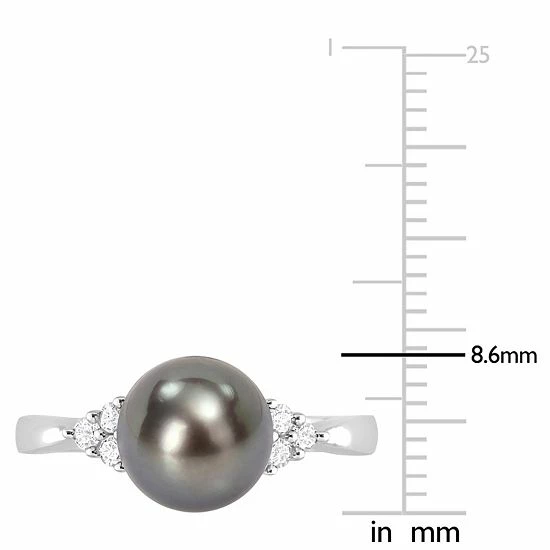 Stella Grace Sterling Silver Tahitian Cultured Pearl & 1/8 Carat T.W. Diamond Ring 7 Stella Grace Sterling Silver Tahitian Cultured Pearl & 1/8 Carat T.W. Diamond Ring - Image 7