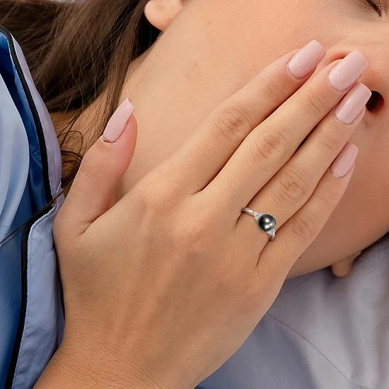 Stella Grace Sterling Silver Tahitian Cultured Pearl & 1/8 Carat T.W. Diamond Ring 10 Stella Grace Sterling Silver Tahitian Cultured Pearl & 1/8 Carat T.W. Diamond Ring - Image 10