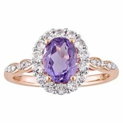 Stella Grace 14k Rose Gold Amethyst, White Topaz & Diamond Accent Vintage Ring