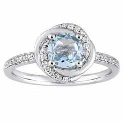 Stella Grace 10k White Gold 1/6 Carat T.W. Diamond & Sky Blue Topaz Spiral Ring