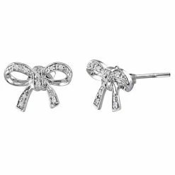 Stella Grace 10k White Gold Diamond Accent Bow Stud Earrings