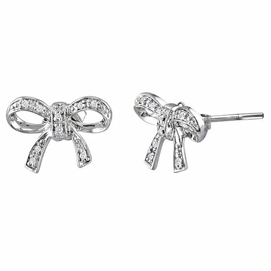 Stella Grace 10k White Gold Diamond Accent Bow Stud Earrings 1 Stella Grace 10k White Gold Diamond Accent Bow Stud Earrings