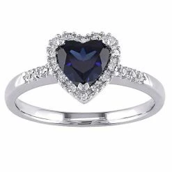 Stella Grace 10k White Gold 1/10 Carat T.W. Diamond & Lab-Created Sapphire Heart Ring