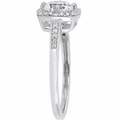 Stella Grace 10k White Gold Lab-Created White Sapphire & 1/3 Ct. T.W. Diamond Halo Earrings Pendant & Ring Set -Stella Grace Sales unnamed file 4864