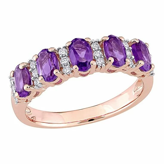 Stella Grace 14K Rose Gold Amethyst & 1/6 Carat T.W. Diamond Ring 1 Stella Grace 14K Rose Gold Amethyst & 1/6 Carat T.W. Diamond Ring