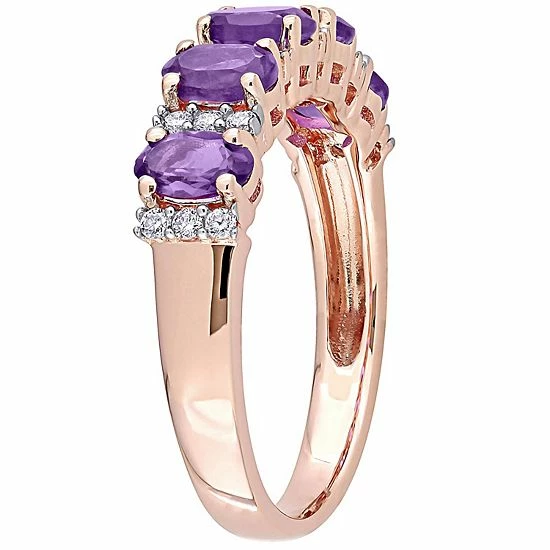 Stella Grace 14K Rose Gold Amethyst & 1/6 Carat T.W. Diamond Ring 2 Stella Grace 14K Rose Gold Amethyst & 1/6 Carat T.W. Diamond Ring - Image 2