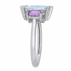 Stella Grace Sterling Silver Aquamarine & Rose De France Amethyst 3-Stone Ring -Stella Grace Sales unnamed file 4882