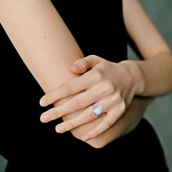 Stella Grace Sterling Silver Aquamarine & Rose De France Amethyst 3-Stone Ring -Stella Grace Sales unnamed file 4885