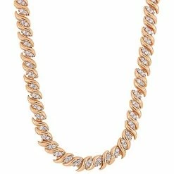 Stella Grace Sterling Silver 1 Carat T.W. Diamond S-Link Tennis Necklace Rose