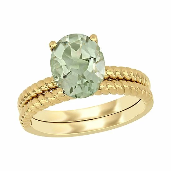 Stella Grace 14k Gold Green Quartz Bridal Ring Set 1 Stella Grace 14k Gold Green Quartz Bridal Ring Set