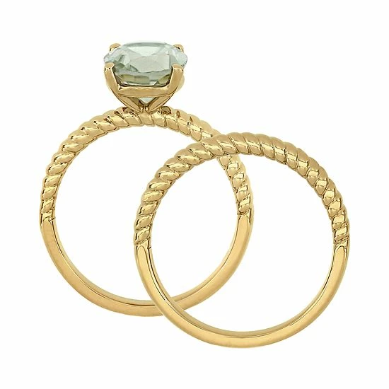 Stella Grace 14k Gold Green Quartz Bridal Ring Set 3 Stella Grace 14k Gold Green Quartz Bridal Ring Set - Image 3