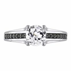 Stella Grace Lab-Created White Sapphire And Black Diamond Engagement Ring In Sterling Silver (.14 Ct. T.W.) -Stella Grace Sales unnamed file 49