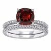 Stella Grace 14k White Gold Garnet & 1/4 Carat T.W. Diamond Engagement Ring Set