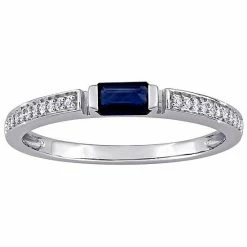 Stella Grace 10k White Gold Sapphire & 1/10 Carat T.W. Diamond Ring