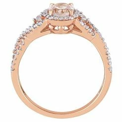 Stella Grace 10k Rose Gold Morganite, White Sapphire & 1/3 Carat T.W. Diamond Halo Ring -Stella Grace Sales unnamed file 4939