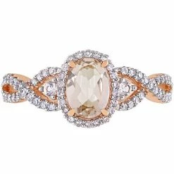 Stella Grace 10k Rose Gold Morganite, White Sapphire & 1/3 Carat T.W. Diamond Halo Ring -Stella Grace Sales unnamed file 4941