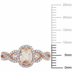 Stella Grace 10k Rose Gold Morganite, White Sapphire & 1/3 Carat T.W. Diamond Halo Ring -Stella Grace Sales unnamed file 4942