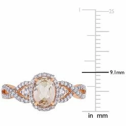 Stella Grace 10k Rose Gold Morganite, White Sapphire & 1/3 Carat T.W. Diamond Halo Ring -Stella Grace Sales unnamed file 4943