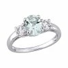 Stella Grace Sterling Silver Aquamarine And Lab-Created White Sapphire 3-Stone Ring