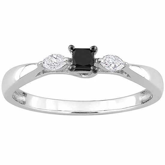 Stella Grace 10k White Gold 1/4 Carat T.W. Black & White Diamond 3-Stone Engagement Ring 1 Stella Grace 10k White Gold 1/4 Carat T.W. Black & White Diamond 3-Stone Engagement Ring