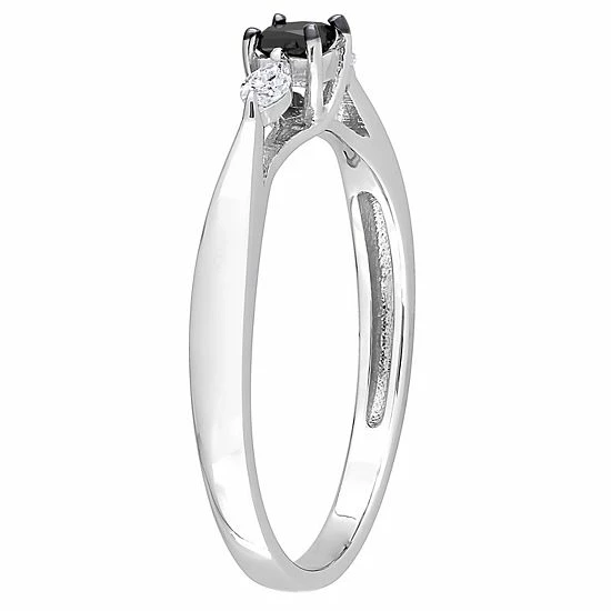 Stella Grace 10k White Gold 1/4 Carat T.W. Black & White Diamond 3-Stone Engagement Ring 2 Stella Grace 10k White Gold 1/4 Carat T.W. Black & White Diamond 3-Stone Engagement Ring - Image 2