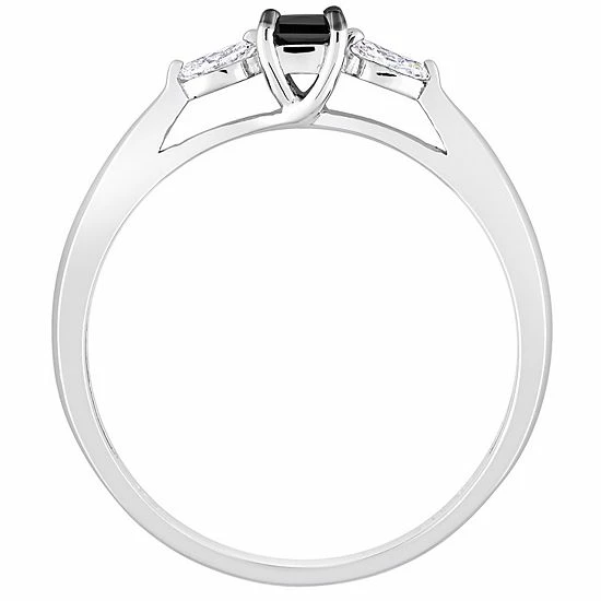 Stella Grace 10k White Gold 1/4 Carat T.W. Black & White Diamond 3-Stone Engagement Ring 3 Stella Grace 10k White Gold 1/4 Carat T.W. Black & White Diamond 3-Stone Engagement Ring - Image 3