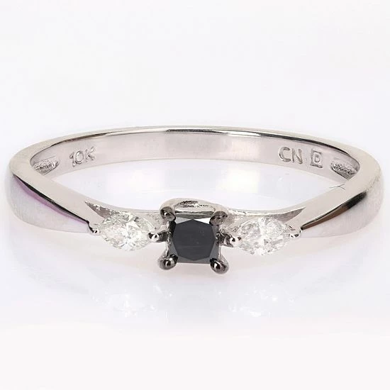 Stella Grace 10k White Gold 1/4 Carat T.W. Black & White Diamond 3-Stone Engagement Ring 5 Stella Grace 10k White Gold 1/4 Carat T.W. Black & White Diamond 3-Stone Engagement Ring - Image 5