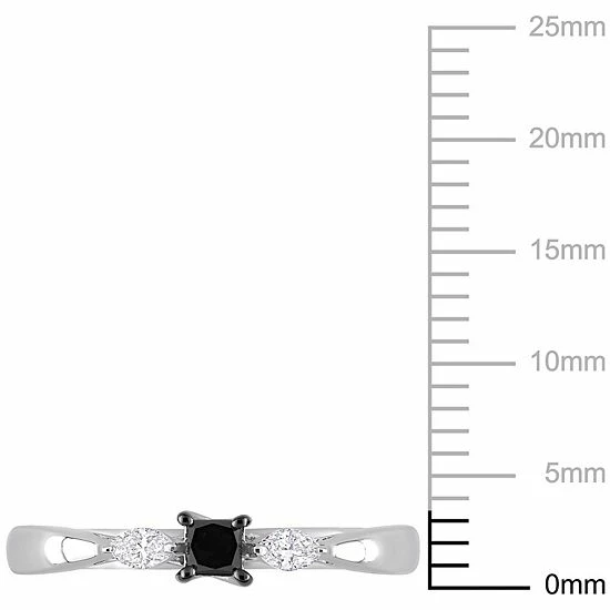 Stella Grace 10k White Gold 1/4 Carat T.W. Black & White Diamond 3-Stone Engagement Ring 6 Stella Grace 10k White Gold 1/4 Carat T.W. Black & White Diamond 3-Stone Engagement Ring - Image 6
