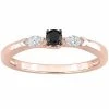 Stella Grace 10k Rose Gold 1/4 Carat T.W. Black & White Diamond 3-Stone Engagement Ring