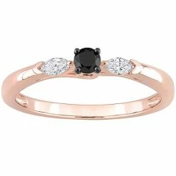 Stella Grace 10k Rose Gold 1/4 Carat T.W. Black & White Diamond 3-Stone Engagement Ring