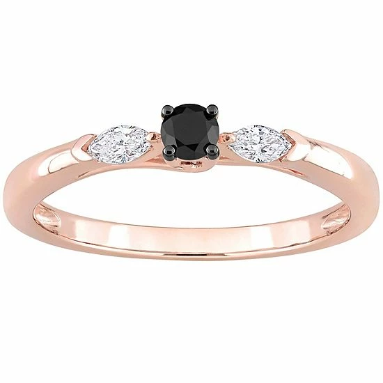 Stella Grace 10k Rose Gold 1/4 Carat T.W. Black & White Diamond 3-Stone Engagement Ring 1 Stella Grace 10k Rose Gold 1/4 Carat T.W. Black & White Diamond 3-Stone Engagement Ring