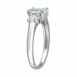 Stella Grace Sterling Silver Aquamarine And Lab-Created White Sapphire 3-Stone Ring 5 Stella Grace Sterling Silver Aquamarine And Lab-Created White Sapphire 3-Stone Ring -Stella Grace Sales unnamed file 496