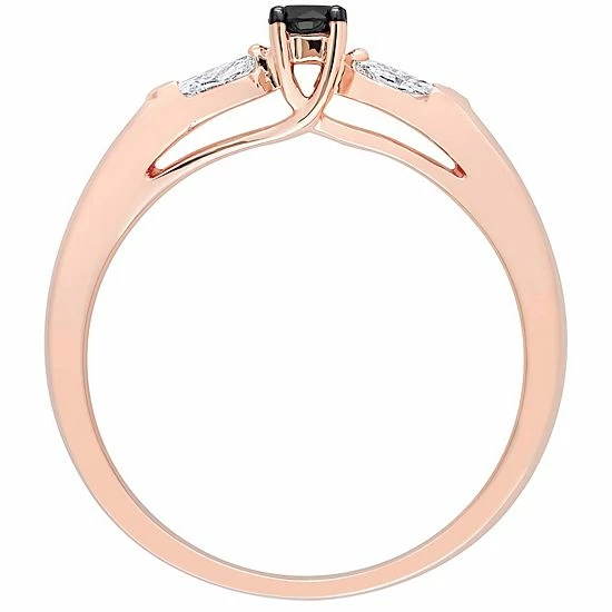 Stella Grace 10k Rose Gold 1/4 Carat T.W. Black & White Diamond 3-Stone Engagement Ring 2 Stella Grace 10k Rose Gold 1/4 Carat T.W. Black & White Diamond 3-Stone Engagement Ring - Image 2