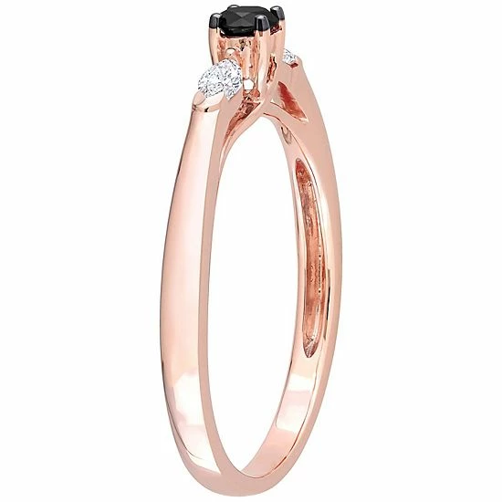 Stella Grace 10k Rose Gold 1/4 Carat T.W. Black & White Diamond 3-Stone Engagement Ring 3 Stella Grace 10k Rose Gold 1/4 Carat T.W. Black & White Diamond 3-Stone Engagement Ring - Image 3
