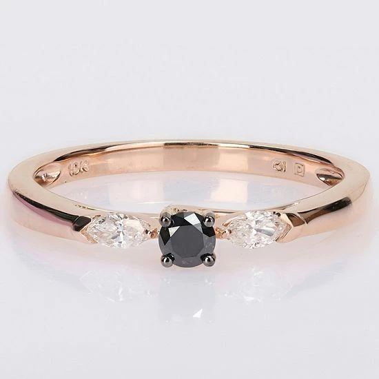 Stella Grace 10k Rose Gold 1/4 Carat T.W. Black & White Diamond 3-Stone Engagement Ring 5 Stella Grace 10k Rose Gold 1/4 Carat T.W. Black & White Diamond 3-Stone Engagement Ring - Image 5