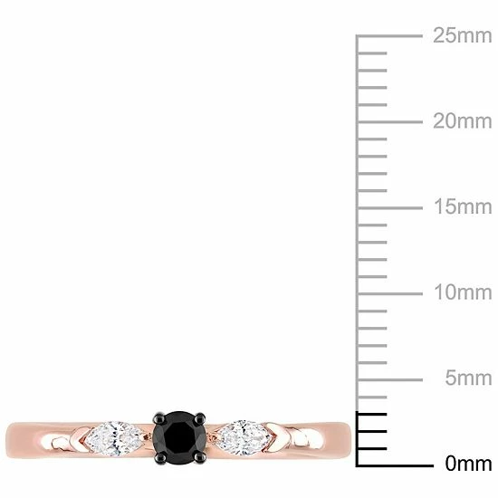 Stella Grace 10k Rose Gold 1/4 Carat T.W. Black & White Diamond 3-Stone Engagement Ring 6 Stella Grace 10k Rose Gold 1/4 Carat T.W. Black & White Diamond 3-Stone Engagement Ring - Image 6