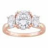 Stella Grace 10k Rose Gold Oval Lab-Created Moissanite 3-Stone Engagement Ring