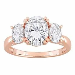 Stella Grace 10k Rose Gold Oval Lab-Created Moissanite 3-Stone Engagement Ring