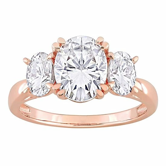 Stella Grace 10k Rose Gold Oval Lab-Created Moissanite 3-Stone Engagement Ring 1 Stella Grace 10k Rose Gold Oval Lab-Created Moissanite 3-Stone Engagement Ring