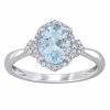 Stella Grace 10k White Gold Aquamarine & 1/8 Carat T.W. Diamond Halo Ring