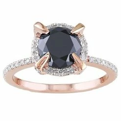 Stella Grace 10k Rose Gold 2 Carat T.W. Black & White Diamond Halo Engagement Ring