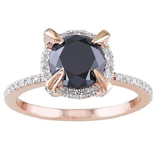 Stella Grace 10k Rose Gold 2 Carat T.W. Black & White Diamond Halo Engagement Ring 1 Stella Grace 10k Rose Gold 2 Carat T.W. Black & White Diamond Halo Engagement Ring