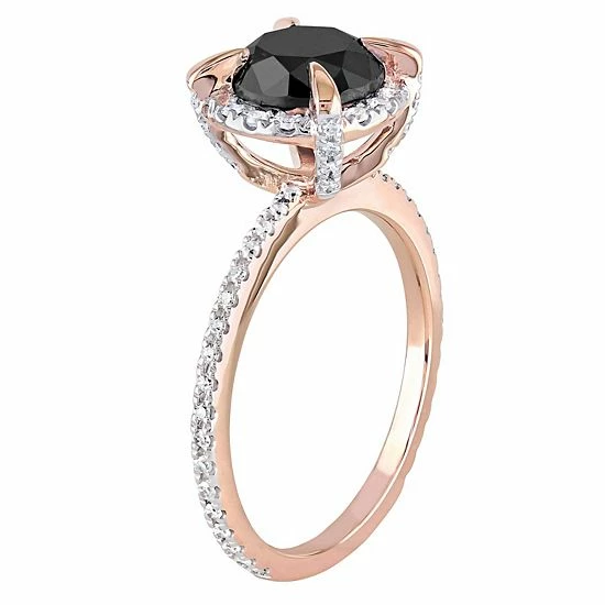 Stella Grace 10k Rose Gold 2 Carat T.W. Black & White Diamond Halo Engagement Ring 2 Stella Grace 10k Rose Gold 2 Carat T.W. Black & White Diamond Halo Engagement Ring - Image 2