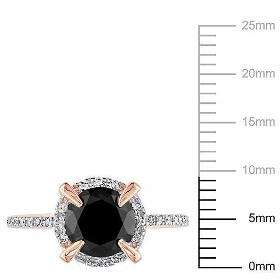 Stella Grace 10k Rose Gold 2 Carat T.W. Black & White Diamond Halo Engagement Ring 4 Stella Grace 10k Rose Gold 2 Carat T.W. Black & White Diamond Halo Engagement Ring - Image 4
