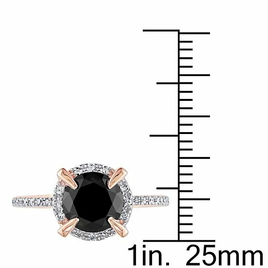 Stella Grace 10k Rose Gold 2 Carat T.W. Black & White Diamond Halo Engagement Ring 5 Stella Grace 10k Rose Gold 2 Carat T.W. Black & White Diamond Halo Engagement Ring - Image 5
