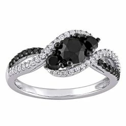 Stella Grace 10k White Gold 1 Carat T.W. Black & White Diamond 3-Stone Ring