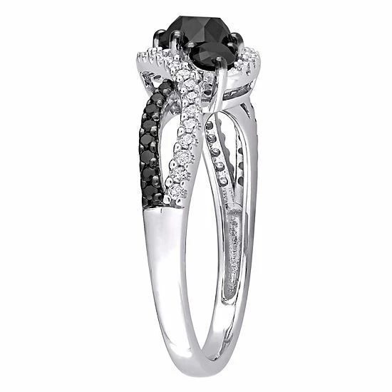 Stella Grace 10k White Gold 1 Carat T.W. Black & White Diamond 3-Stone Ring 2 Stella Grace 10k White Gold 1 Carat T.W. Black & White Diamond 3-Stone Ring - Image 2